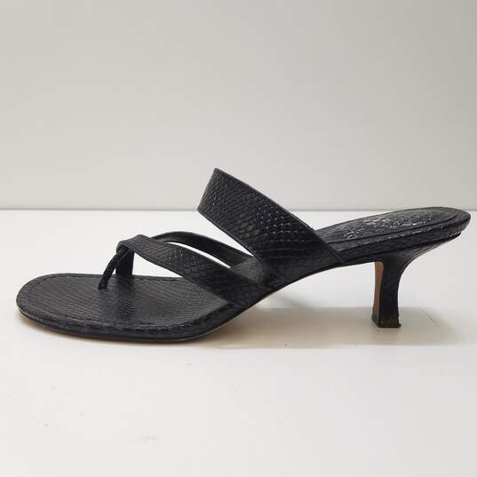 Vince Camuto Moentha Black Leather Mule Sandal Kitten Heels Shoes Size 8.5M image number 2