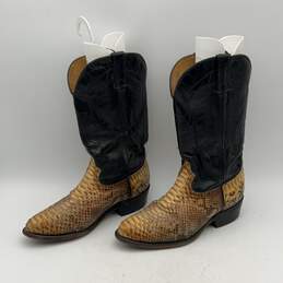 Durango Mens Black Yellow Crocodile Skin Pointed Toe Cowboy Western Boots Sz 8.5 alternative image
