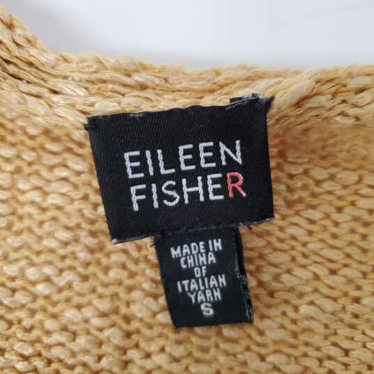 Eileen Fisher WM's Viscose & Linen Blend V-Neck Knit Yellow Sweater Size S image number 3