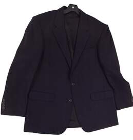 Mens Dark Blue Long Sleeve Collared 2 Button Suit Blazer Size 44R
