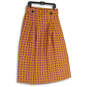 Womens Orange Geometric Pleated Stretch Pull-On A-Line Skirt Size Large image number 1
