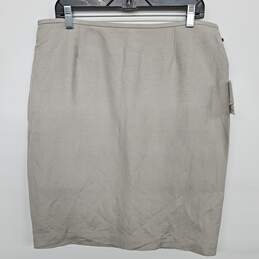 Linen Blend Pencil Skirt in Khaki