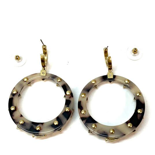 Designer Stella & Dot Gold-Tone Pearl Studded Round Shape Hoop Earrings image number 3