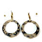 Designer Stella & Dot Gold-Tone Pearl Studded Round Shape Hoop Earrings image number 3
