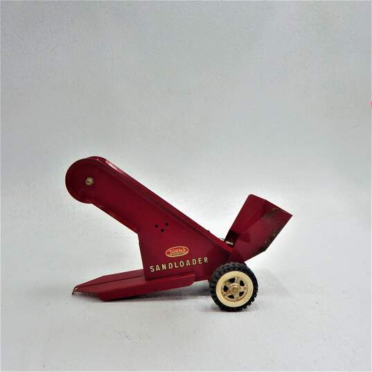 Vintage Tonka Toys Red Pressed Steel Sand Loader w/ Rubber Conveyor image number 3