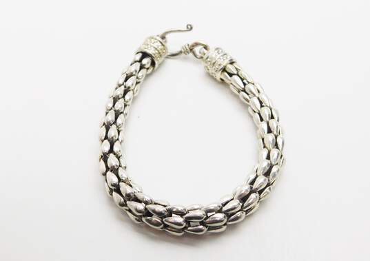 Indian Artisan 925 Sterling Silver Fancy Link Chain Bracelet 24.6g image number 1