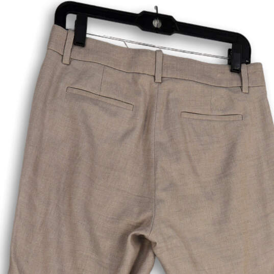 Womens Beige Flat Front Slash Pocket Straight Leg Dress Pants Size 6 image number 4