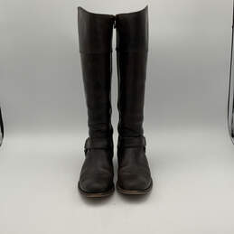 Womens Brown Leather Round Toe Side Zip Knee High Ridding Boots Size 7 B alternative image