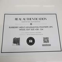 Authenticated Burberry Kensington Pinstripe 2 Piece Wool Suit Size 43R alternative image