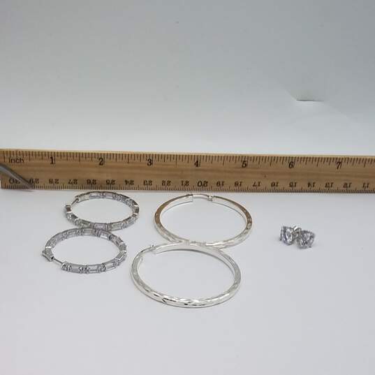 Sterling Silver Cubic Hoop & Stud Earrings Bundle 3pcs 20.4g image number 9
