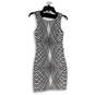 NWT Womens Black White Sequins Geometric Back Cutout Sheath Dress Size 3 image number 1