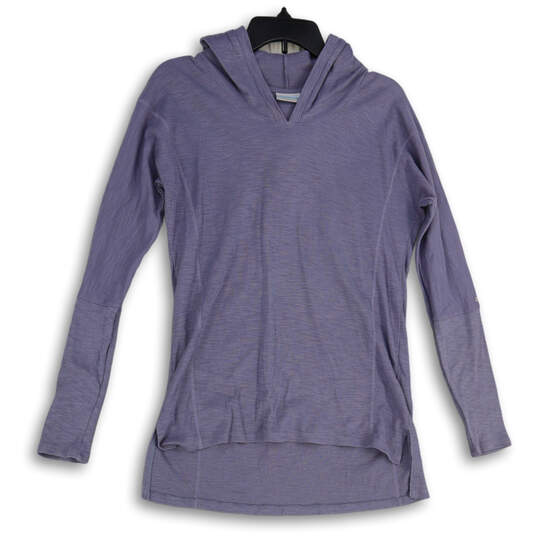 Womens Lavender Space Dye Long Sleeve Hooded Pullover T-Shirt Size Small image number 1