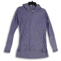 Womens Lavender Space Dye Long Sleeve Hooded Pullover T-Shirt Size Small