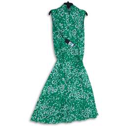 NWT Karl Lagerfeld Womens Green White Floral Tie-Waist Blouson Dress Size 16 alternative image