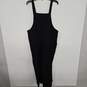 Fashion Sleeveless Cotton Linen Black Overalls Baggy Tulip Capri Jumpsuits with Pockets image number 2