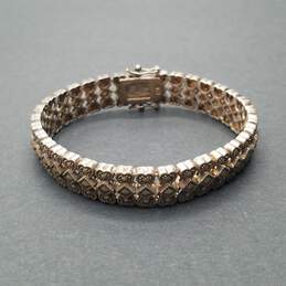 ATI Sterling Silver Marcasite Heart Diamond Design 7 1/8" Bracelet 35.g