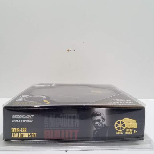 Steve McQueen Bullitt Greenlight 1:64 4-Car Collector Set w/ Film Reel Case NIP image number 3