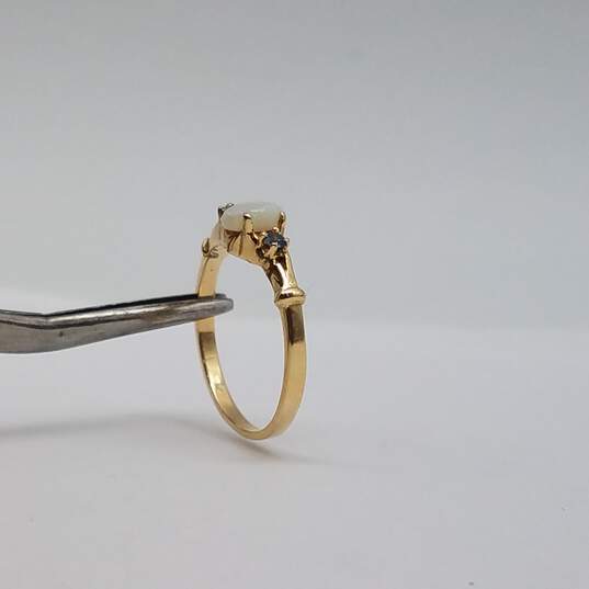 14k Gold Opal Blue Gemstone Size 5.75 Ring 1.8g image number 7