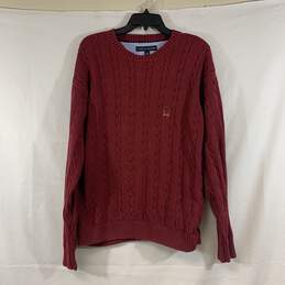 Men's Red Tommy Hilfiger Cable-Knit Sweater, Sz. L
