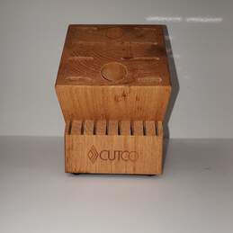 Cutco Empty 18 Slot Countertop Diagonal Wooden Knife Block
