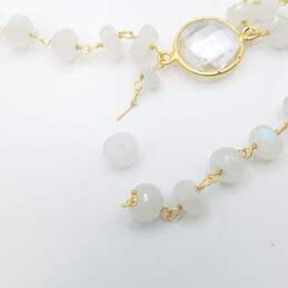 Sterling Silver Faceted Quartz Glass Bead 27in Gold Tone Necklace 33.1g alternative image