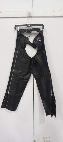 Biker's Leather Stuff Black Leather Motorcycle Chaps Size M