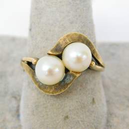 VNTG 10K Yellow Gold Double Pearl Ring 3.7g alternative image