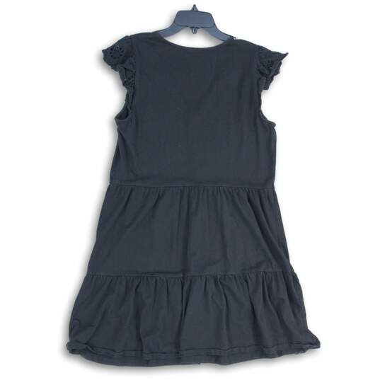 Express Womens Black Lace V-Neck Short Sleeve Knee Length A-Line Dress Size L image number 2