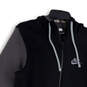 Mens Black Gray Long Sleeve Pockets Drawstring Full-Zip Hoodie Size Small image number 3
