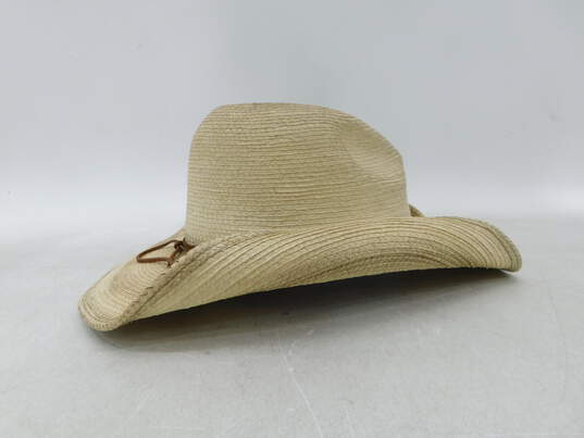 VTG Sun Body Hats Guatemala Handcrafted Palm Leaves Western Hat Gus Crease SZ 7 3/8 image number 3