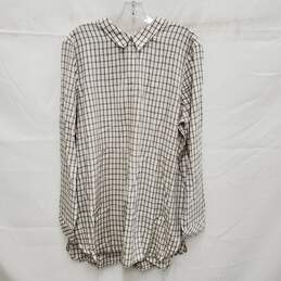 NWT J. Jill WM's Casual Cream & Black Plaid Button Down Blouse Shirt Size L T alternative image