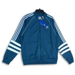 NWT Adidas Womens Blue Superstar Long Sleeve Full-Zip Track Jacket Size L