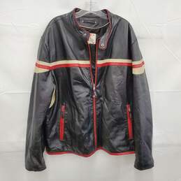 Wilson's MN's Genuine Leather Black Striped Biker Jacket Size XL