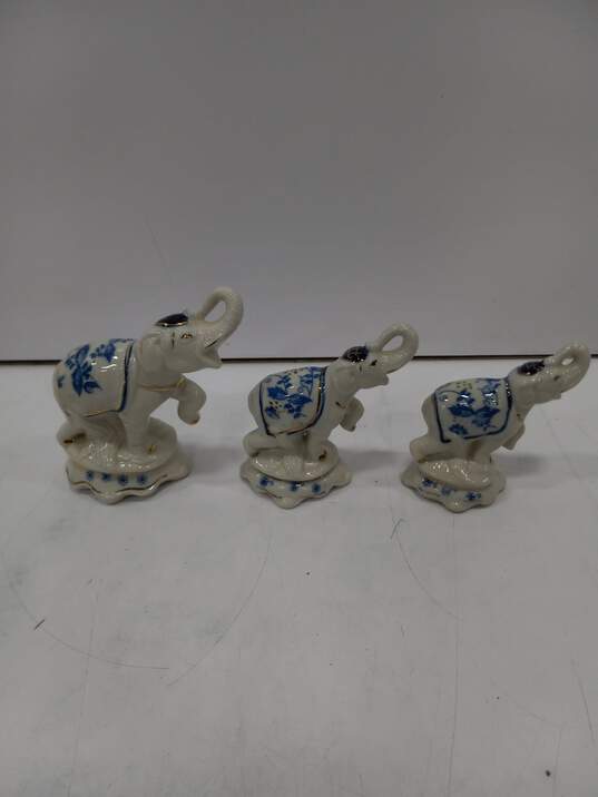 3PC Flambro Porcelain Elephants Figurine Bundle image number 2