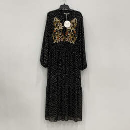 NWT Womens Black Embroidered Balloon Sleeve Pullover Maxi Dress Size 3XL