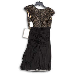 NWT Womens Black Brown Floral Lace Ruched Back Zip Sheath Dress Size 6 alternative image
