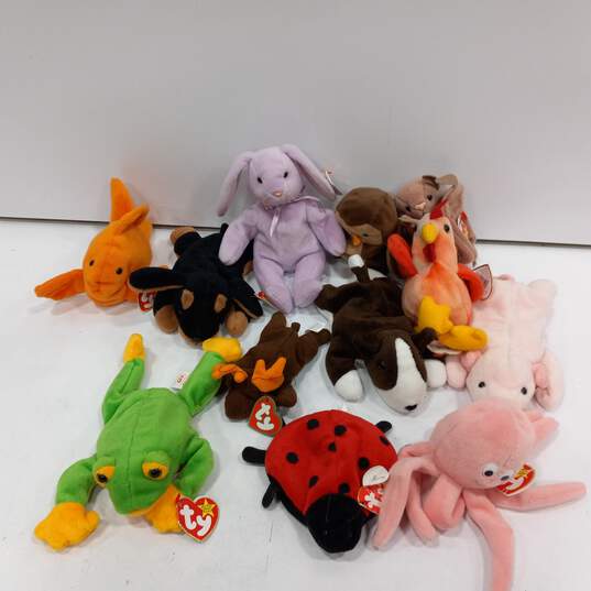 12pc Lot of Assorted Beanie Baby Stuffed Animals image number 1