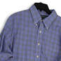 Mens Blue Plaid Long Sleeve Collared Casual Button-Up Shirt Size 18 36/37 image number 3