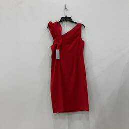 NWT Teri Jon Womens Red Flower Sleeveless Asymmetric Neck Sheath Dress Size 10 alternative image