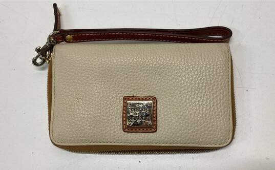 Dooney & Bourke Tan Leather Zip Around Card Wristlet Wallet image number 1