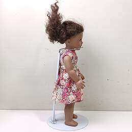 American Girl Doll With Brown Skin & Hair, Green Eyes, Curly Hair, And In Flower Dress alternative image