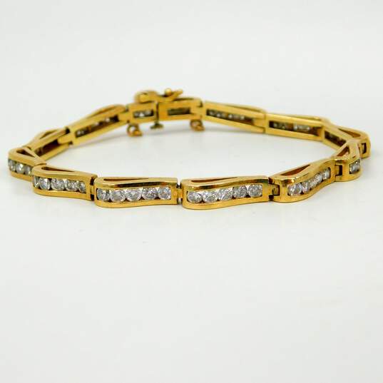 14K Yellow Gold Channel Set 3.60CTTW Diamond Wave Tennis Bracelet 16.1g image number 6