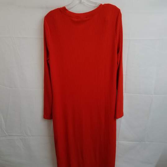 Women's orange red ribbed knit cutout maxi dress 18/20 plus image number 2