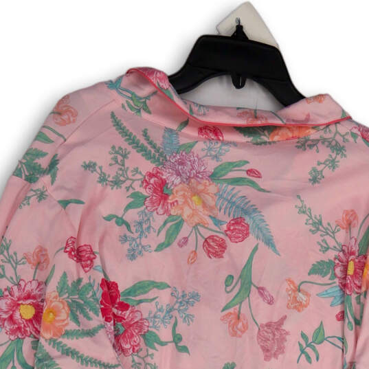 Womens Multicolor Floral Long Sleeve Collared Button Front Sleepshirt Sz XL image number 1