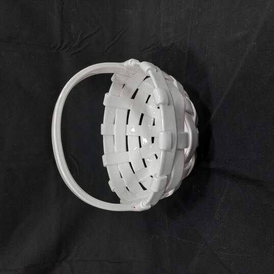 Vintage White Woven Ceramic Basket image number 1