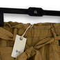 NWT Womens Brown Flat Front Straight Leg Waist Belt Paperbag Shorts Sz XS image number 3