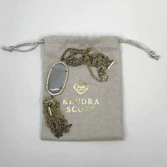 Designer Kendra Scott Gold-Tone Link Chain Tassel Pendant Necklace image number 3
