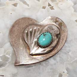 .999 Fine Silver Turquoise Heart Pendant
