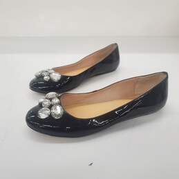 Kate Spade Women's Black Patent Leather Crystal Accent Ballet Flats Size 6.5M
