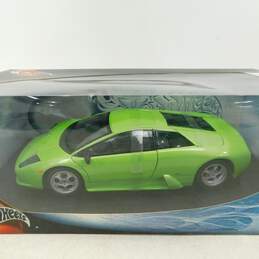 100% Hot Wheels Lamborghini Murcielago Lime Green 1:18 Scale NIB alternative image